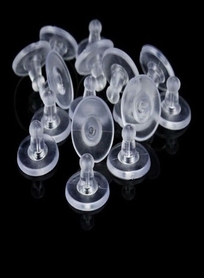 Excellentcrafts Clear Silicone Earring Back Stoppers Findings Stud Earring Plugs for Jewellery Making - 200 Pcs (10mm, Clear White) - Image 1